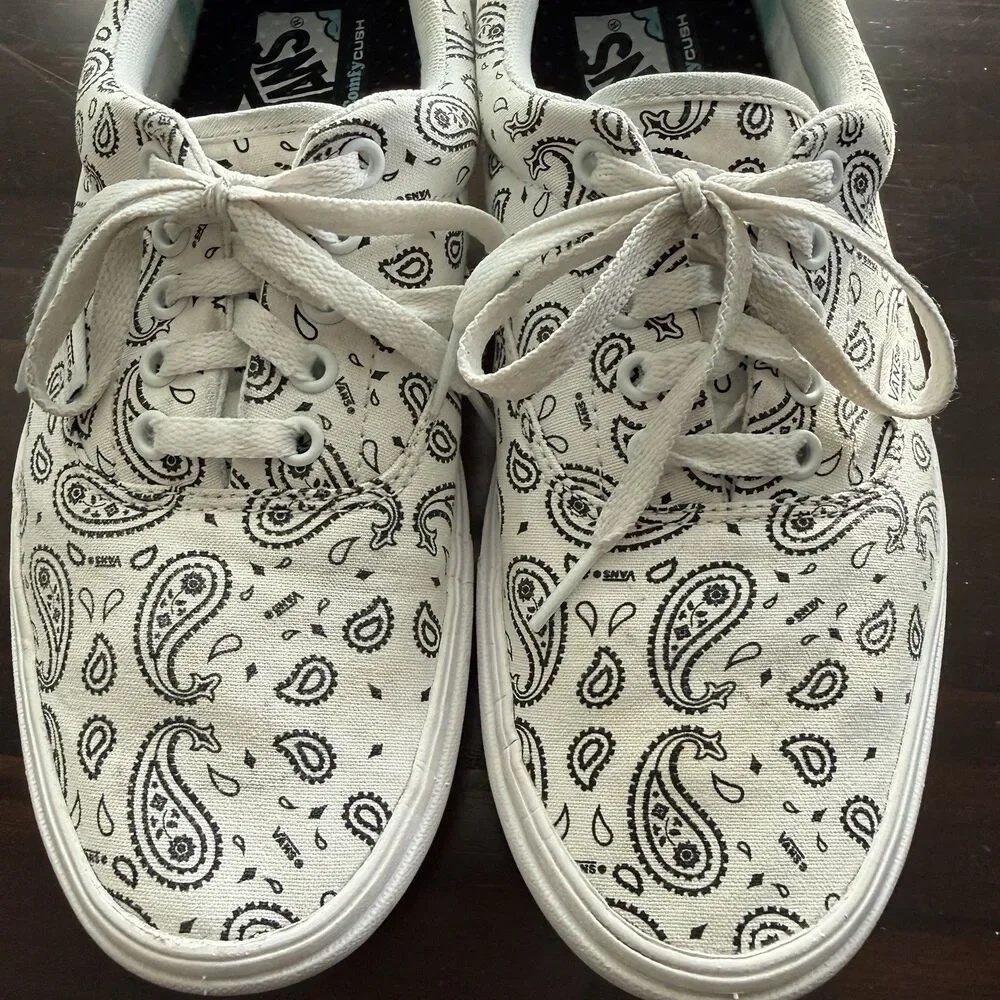 Size 8.5 - Vans ComfyCush Era Paisley - White Bold In Bandana Sneakers - Picture 4 of 9